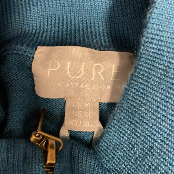 Pure Collection Mens Merino Zip Up Sweater Mock neck turtleneck NWT Size XL - Picture 7 of 8